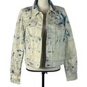 Free People  Medium Rumors Jean Jacket Button-Up Jones Tie Dye Blue Pocket New Photo 1