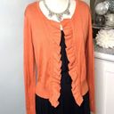 Elle Orange Ruffled Cardigan Sweater Medium Photo 2