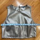 Kirious  Women's Metallic Faux Leather Crop Top Trendy silver Sz L Photo 9