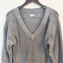 Aerie  Open Knit V-neck Pullover Sweater Gray Size Small Long Dolman Sleeves Photo 2