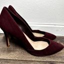 Loeffler Randall  Tamsin Pointed Toe Pumps Mid Heel Stiletto Suede Bordeaux 8.5 Photo 2