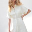 ZARA White Linen Button Down Collared Dress Photo 1