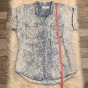 Thread and Supply  acid wash chambray button front shirt top S Photo 4