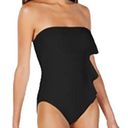 DKNY  Bandeau Black Ruffle Slimming One-Piece Swimsuit NWT 10 Photo 1