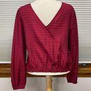 Loft  NWT Berry Striped V Wrap Back Long Sleeve Cropped Top Size Small Photo 5