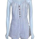 Love Crazy women's medium brown and white striped v-neck lined casual romper Photo 0