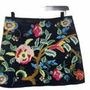 Velzera  Floral Mini Skirt Black Size M Embroidered  Multicolor Cotton Bohemian Photo 3