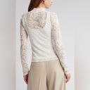 EXPRESS NWT  Lace Mock Neck Long Sleeve Sheer Top in Ivory Size M Photo 3