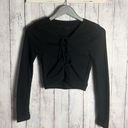 NBD  Survive Black Long Sleeve Crop Ribbed Lace Up Front Top Photo 0