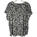 Tommy Hilfiger  Floral Pintuck Popover Top Women's Plus Size 2X Black Tan S/S NEW Photo 2