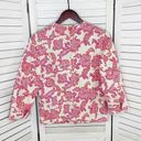 Sigrid Olsen  Floral Damask Cotton Silk Blazer Jacket Cream Pink 4 Snap Front Photo 8