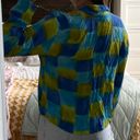 Coldwater Creek Blue And Green Patterned Button Up Blouse Photo 4