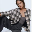 ZARA  Plaid Tweed Jacket Blogger Favorite Cropped Blazer Ballloon Sleeve Photo 2