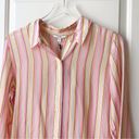 J Brand  Neon Stripe Button Down Button-Back Long Sleeve Semi Sheer NWT M Photo 2