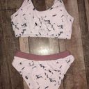 Romwe 💕5️⃣  white marble and pink-ish mauve high waisted bikini Photo 1