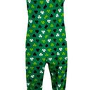 One Piece Snooze Button Shamrock Sleeveless  Pajama Romper Small Photo 4