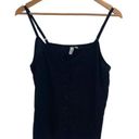 Treasure & Bond  Womens Button Front V-Neck Linen Blend Cami Top Black Medium NWO Photo 1