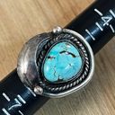 Vintage Blue  Turquoise Leaf Ring, Sterling Silver Native American Ring Sz 5.5 Photo 6