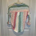 Harper  Multicolor Striped 3/4 Roll Tab Sleeve Button Up Tie Knot Blouse XS Photo 9