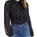 Rachel Parcell Textured Dot Bow Blouse Black Size XS - Like New Photo 0