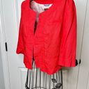 Target Merona Red Collarless Linen Cropped Balzer Jacket w/ 3/4 Sleeves Hook Closure XS Photo 1