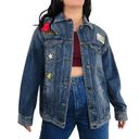 EXPRESS Y2k Vintage  Jean Jacket with Patches Medium Heart Kidcore Retro Denim Photo 3