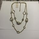 Talbots  Gold Tone Faux Pearl Statement Necklace NWT Double Strand Photo 9