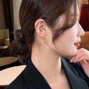 18K Gold Plated Geometric Square Hoop Earrings for Women Photo 3
