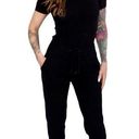 n:philanthropy  Black Metallic Glittery Short Sleeve Bodysuit Joggers Set Size S Photo 0