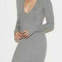 Kendall + Kylie  Gray Ribbed Long Sleeve Keyhole‎ V Neck Sweater Dress Medium Photo 0