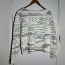 White + Warren, gray and white,long sleeve crochet front, long sleeve sweater M Size M Photo 4