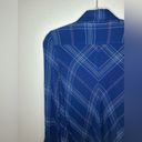 Max Studio  Blue Plaid Long Sleeve Rayon Button Up High-Low Shirt - Size S Photo 6