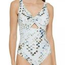 DKNY  SPLASH Peek-a-boo Twist Front Cutout Blue One-Piece Swimsuit US 12 NWT Photo 0