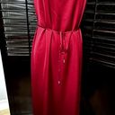 INC  Women's Red Satin Crape Halter Belted Midi Dress Side Slit 4 NWT Photo 1