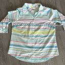 Christopher & Banks  Womens Large Colorful Striped Button Shirt 3/4 Sleeve Photo 5