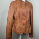 a.n.a  Women's Vintage Brown Leather Peplum Jacket Size M Vintage Mod Boho Photo 0