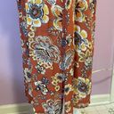 H.I.P. Retro Orange Floral Duster Kimono Short Bell Sleeves Open Front Rayon M/L Photo 2