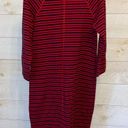 Merona  Women’s Red & Navy Blue Striped Midi Length Long Sleeve Sweater Dress Photo 1