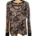 BKE  Buckle Women Floral Burnout Long Sleeve Scoop Neck Shirt Top Size Xlarge Photo 0