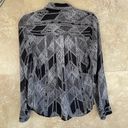 Guess Women’s Sheer Shirt Long Sleeve Button Up Blouse Black White Gray Size M Photo 3