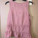 Cynthia Rowley Linen Sleeveless Tiered Babydoll Peplum Tank Top Red Pink Small Photo 1