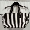 Alice + Olivia  Duffel Bag NWT Black and White Stripes Weekender Tote Photo 3