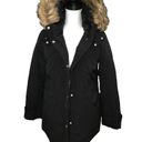 Gallery NWT  Faux Fur Trim Hoodie Soccer Mom Polyfill Jacket Coat Black S Photo 2