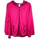 Just My Size JMS  4X Jacket Hot Pink Navy Blue Trim Full Zip Hooded Active 1612 Photo 0