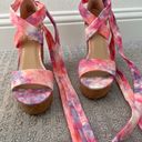 Shoedazzle Watercolor tie dye cork lace up wedges  Photo 6