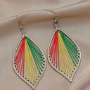 String Art Multicolored Statement Earrings Silver Photo 0