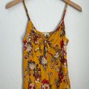 Lily White Buckle  Women’s Golden Yellow Floral Tie Front Cami Tank Top Medium Photo 2