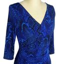 Jennifer Lopez  Dress Womens Size S Blue Black Snake Animal Print Faux Wrap Photo 0