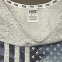 PINK - Victoria's Secret PINK Victoria Secret Off Shoulder Sweatshirt size M Gray Palm Trees Flag Photo 3