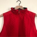 Oleg Cassini  SPORT Red Quilted Black Collar Sleeveless Windbreaker Vest Jacket Photo 3